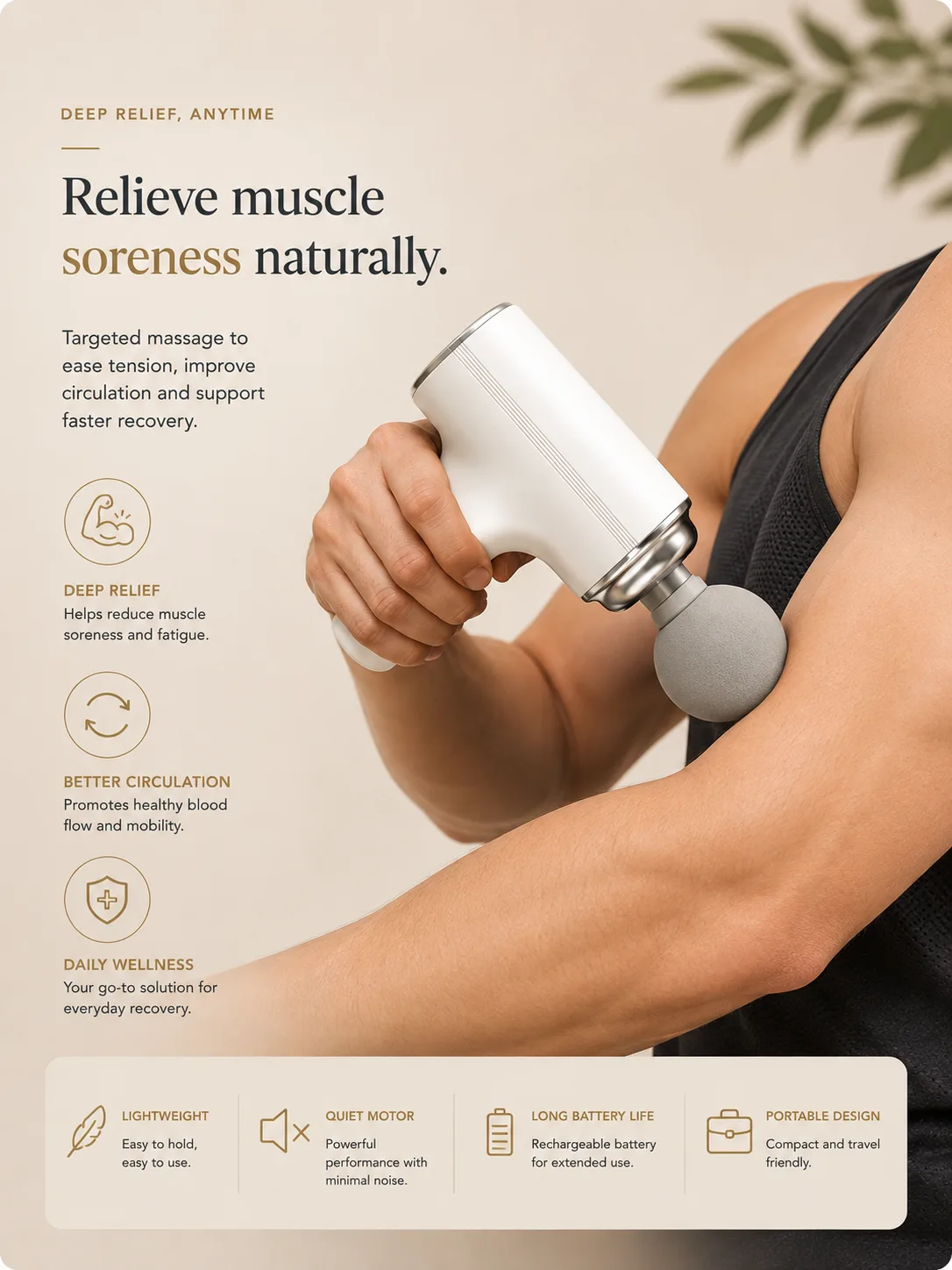 Professional Deep Tissue Massage Gun | 4 Interchangeable Massage Heads — image 2 of 5