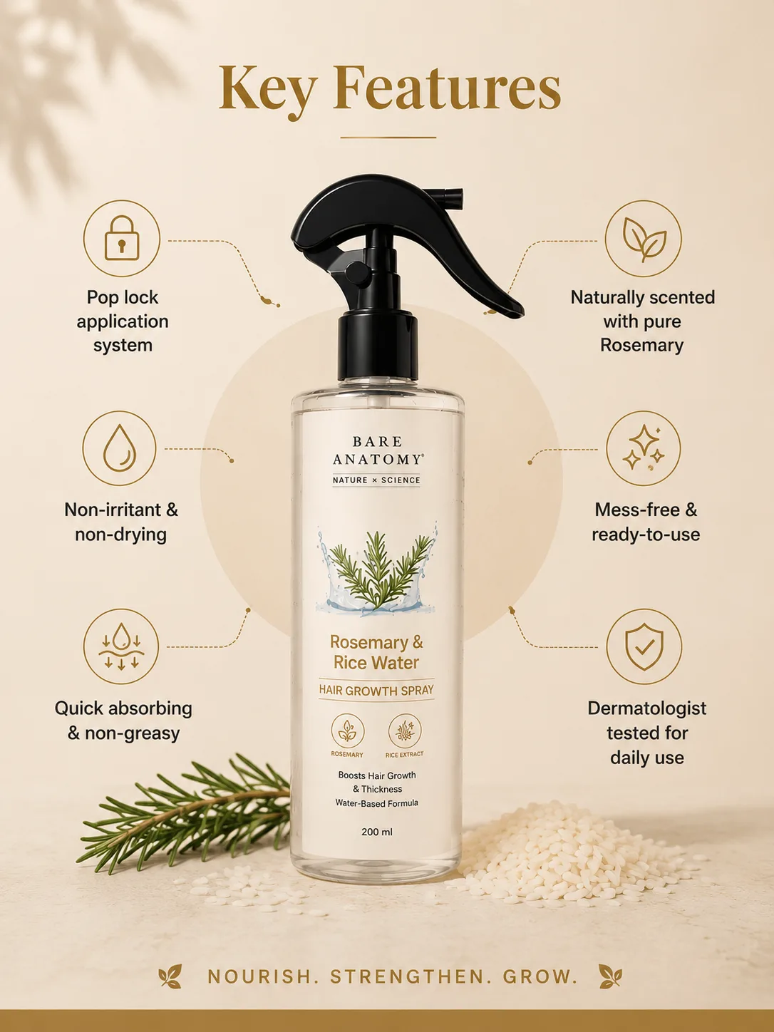 Bare Anatomy Rosemary & Rice Water Hair Growth Spray — image 2 of 3