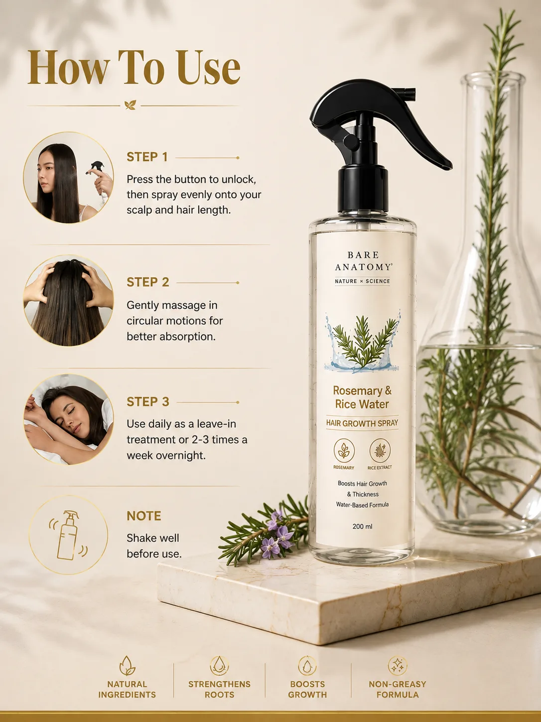 Bare Anatomy Rosemary & Rice Water Hair Growth Spray — image 3 of 3